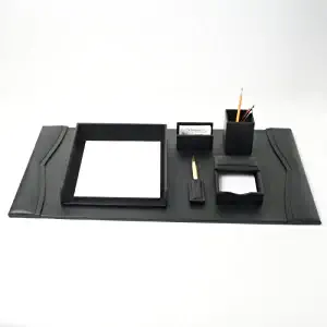 Best office set desk accessories leather black