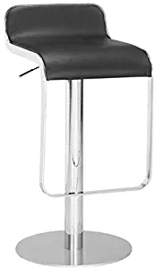 Best contemporary chrome and black vinyl bar stool with back rest