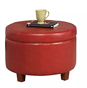 Best red faux leather ottoman storage