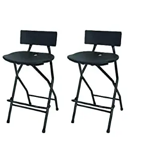 Best black folding chair with stool