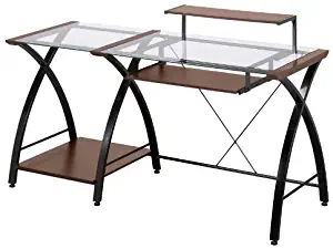 Best glass computer desk w/ pull-out keyboard tray
