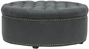 Best round white leather ottoman tufted