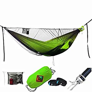 Best camping hammock with mosquito net and suspension system