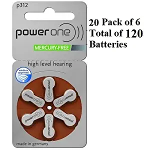 PowerOne Size 312 Hearing Aid Batteries, No Mercury