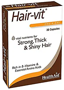 HealthAid Hair-VIT, 30 Capsules, Once Daily, Vital Nutrients for Strong, Thick, Shiny Hair, Rich in B- Vitamins & Essential Amino Acids