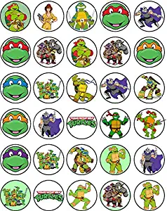 30 x Edible Cupcake Toppers – Teenage Mutant Ninja Turtles TMNT Themed Collection of Edible Cake Decorations | Uncut Edible on Wafer Sheet