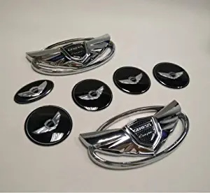 7pcs Set of Silver 3D Wing Logo Emblem Badge Sticker For Hyundai Genesis Coupe