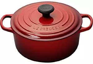 Le Creuset Signature Enameled Cast-Iron 4-1/2-Quart Round French (Dutch) Oven, Cerise (Cherry Red)