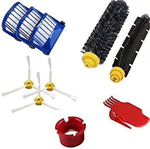 Accessory for Irobot Roomba 600 610 620 650 Series Vacuum Cleaner Replacement Part Kit - Includes 3 Pack Filter, Side Brush, and 1 Pack Bristle Brush and Flexible Beater Brush, 1 Pack Cleaning Tool