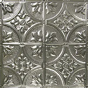 5 Pack of 24x24 Nail-Up Tin Ceiling Tiles - Pattern #2, Unfinished - Victorian Floral (Covers 20 sq.ft.)