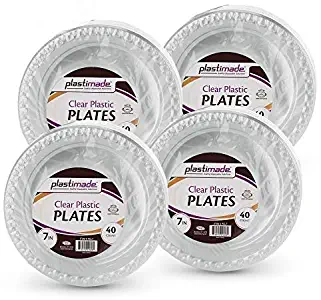 [160 Count] Plastimade 7 Inch Appetizer Plates Clear Disposable Heavy Duty Plastic, Ideal For Wedding, Catering, Parties, Buffets, Events, Or Everyday Use, 4 Packs