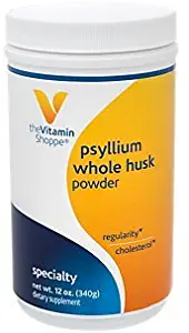 Psyllium Whole Husks Powder – Fiber Supplement That Supports Regularity Healthy Cholesterol, Easy Mixing Powder – 68 Servings, 13 Times Daily (12 Ounces Powder) by The Vitamin Shoppe