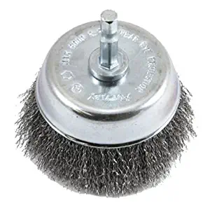 Forney 72732 Wire Cup Brush, Fine Crimped with 1/4-Inch Hex Shank, 3-Inch-by-.008-Inch