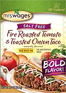 Mrs. Wages Salt Free Medium Roasted Seasoning Mix, Fire Taco Tomato & Onion, 1 Ounce (Pack of 12)