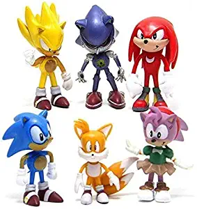 Sonic the Hedgehog Cake Topper Figures Toy Set of 6-Party Supplies Birthday Cartoon Figure Decoration