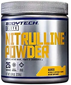 BodyTech Nitrulline Nitric Oxide Potentiator, Pumps Endurance to Help Energize Nourish Working Muscles, Mango (8.4 Ounce Powder)