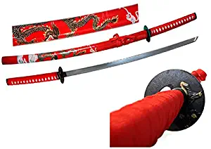 Lastworld 40" Red Ninja Collectible Dragon Katana Samurai Sword