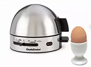 Chef'sChoice 810 Gourmet Egg Cooker with 7 Egg Capacity Makes Soft Medium Hard Boiled and Poached Eggs Features Electronic Timer Audible Ready Signal Nonstick Stainless Steel Design, 7-Eggs, Silver