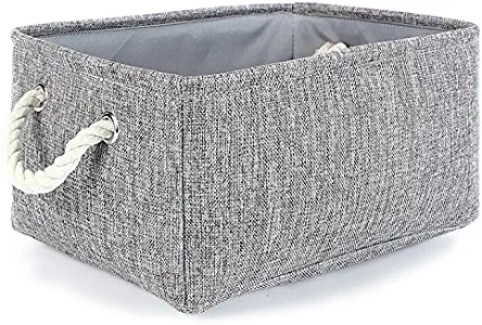 TheWarmHome Small Storage Basket Linen Storage Bins for Toy Storage,Grey