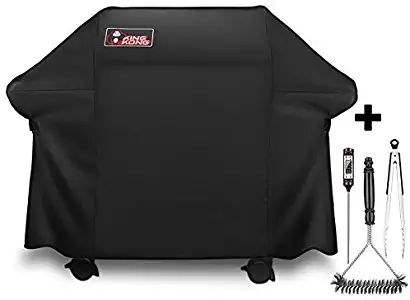 Kingkong Gas Grill Cover 7553 | 7107 Cover for Weber Genesis E and S Series Gas Grills Includes Grill Brush, Tongs and Thermometer (Renewed)