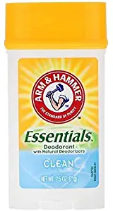 ARM & HAMMER Essentials Solid Deodorant, Clean, Wide Stick, 2.5 oz. (Pack of 3)