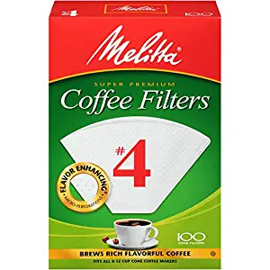 Melitta (624102C) #4 Super Premium Cone Coffee Filters, White, 100 Count (Pack of 12) Replacement Coffee Maker Filters