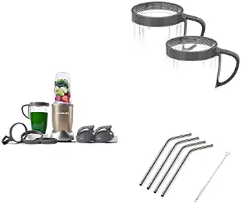 NutriBullet Pro Nutrient Extractor with set of 2 Handles and 4pk Stainless Steel Straws