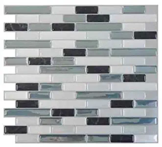 QUINCO AND COMPANY SM1041-6 Mosaik High-Gloss Mosaic in Gray & Blue Tile (Set of 6)