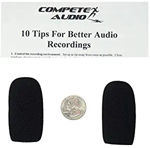 Compete Audio CA555 large foam microphone windscreens (Microphone Covers) (2-pack) for use with mini-shotgun mics, larger headsets and desktop microphones