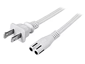 StarTech.com 6 ft White Standard Laptop Power Cord - NEMA 1-15P to C7-2-Slot Laptop/Notebook Charger Cable - Apple TV Power Cable 6ft