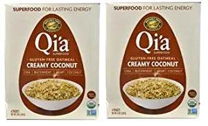 Qi'a Superfood Organic Hot Oatmeal - Creamy Coconut - 2 Boxes with 6 Packets Each Box (12 Packets Total) (8 oz each)
