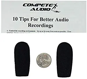 Compete Audio CA945 foam microphone windscreens (microphone covers) (2-pack) for use mini-shotgun mics, larger headsets and desktop microphones