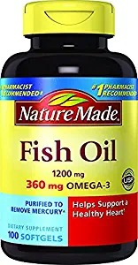 Nature Made Fish Oil 1200 mg w. Omega-3 360 mg Softgels 100 Count (Pack of 1)