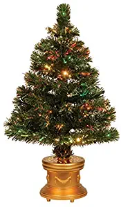 Celebrations 36-Inch LED Fiber Optic Prelit Artificial Christmas Tree in Gold Base