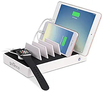 gofanco USB Charging Station 7 Port 65W 2.4A Fast Charging Smart IC Desktop Charging Organizer Charging Stand for iPhone, iPad, Smartphones, Tablets and Wearable Devices, White (USBCharge7P-W2)