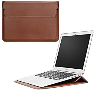 13.3 inch PU Leather Slim Laptop Sleeve Protective Case Bag with Stand Fit for 12.5-13.3 Ultra Thin HP Lenovo Asus MacBook Air Pro Dell LG Gram XIDU Samsung Notebook Ultrabook (13.3 Inch, Brown)