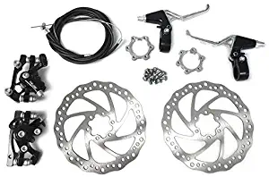 Star-Art Front and Back Disc Brake Kit - Aluminum Alloy Calipers, 2 Pcs Stainless Steel 160 mm Rotors & Cable & Brake Lever & 12 Bolts, Freewheel Threaded Hubs Hole Distance of 48mm