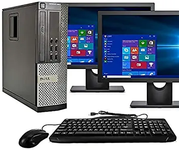 Dell Optiplex 9020 SFF Computer Desktop PC, Intel Core i5 Processor, 16GB Ram, 2TB Hard Drive, WiFi, Bluetooth 4.0, DVD-RW, Dual 24 Inch LCD Monitors Windows 10 Pro (Renewed)