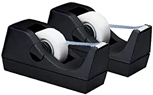 1InTheOffice Desktop Tape Dispenser, Black"2 Pack" (Tape Dispenser)