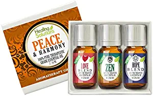 Peace & Harmony Blends Set 100% Pure, Best Therapeutic Grade Essential Oil Kit - 3/10mL (Love, Hope, and Zen)
