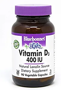 Bluebonnet Vitamin D3 400 IU Vegetable Capsules, 90 Count