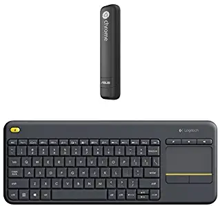 ASUS CHROMEBIT CS10 Stick-Desktop PC & Logitech Wireless Touch Keyboard K400 Plus with Built-In Touchpad