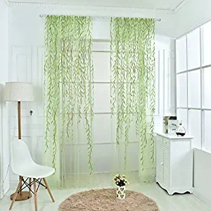Norbi Willow Voile Tulle Room Window Curtain Sheer Voile Panel Drapes Curtain 39.4'' x 78.8" L (Green B)