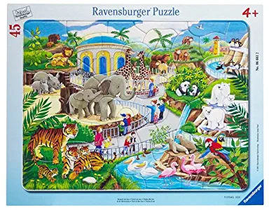 Ravensburger Visit to The Zoo 45 Piece Frame Jigsaw Puzzle for Kids – Every Piece is Unique, Pieces Fit Together Perfectly