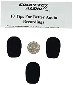Compete Audio CA132 Larger Foam Microphone Windscreens (Microphone Covers) 3-Pack Desktop/Headset Fitness Instructor/Gamer Pack Black