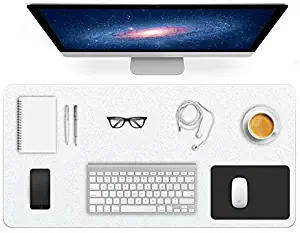 Clear Desk Office Blotter Pad Writing Mats Table Protector on Top of Desks for Office Laptop Computer Desktop Non-Slip Textured Round Edges Design, Mousepad Included Wipeable Waterproof 17 X 36 Inch