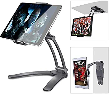 Kitchen Wall Tablet Stand Adjustable Kitchen Desktop Pull-Up Lazy Bracket 2-in-1 Aluminum Wall Desk Mount Support for 5-13