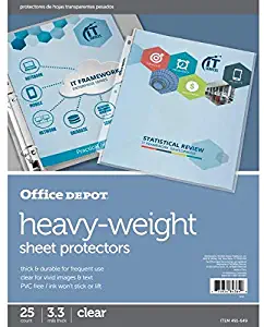 Office Depot Heavyweight Sheet Protectors, 8 1/2in. x 11in, Clear, Pack of 25, 491649