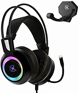 COX Virtual 7.1CH Closed Dynamic Gaming Headset, USB Connection, Rainbow LED Light, Hanger Included (Black)