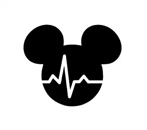 Mickey Mouse Heartbeat Decal Vinyl Sticker|Cars Trucks Vans Walls Laptop|BLACK |5.5 in|CCI381